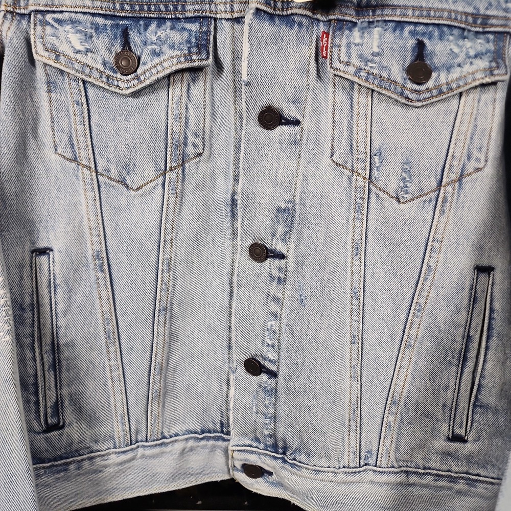 The Levi's Premium Sashiko Stitch Patchwork Trucker Jacket (Style #723340789) S - Picture 5 of 8